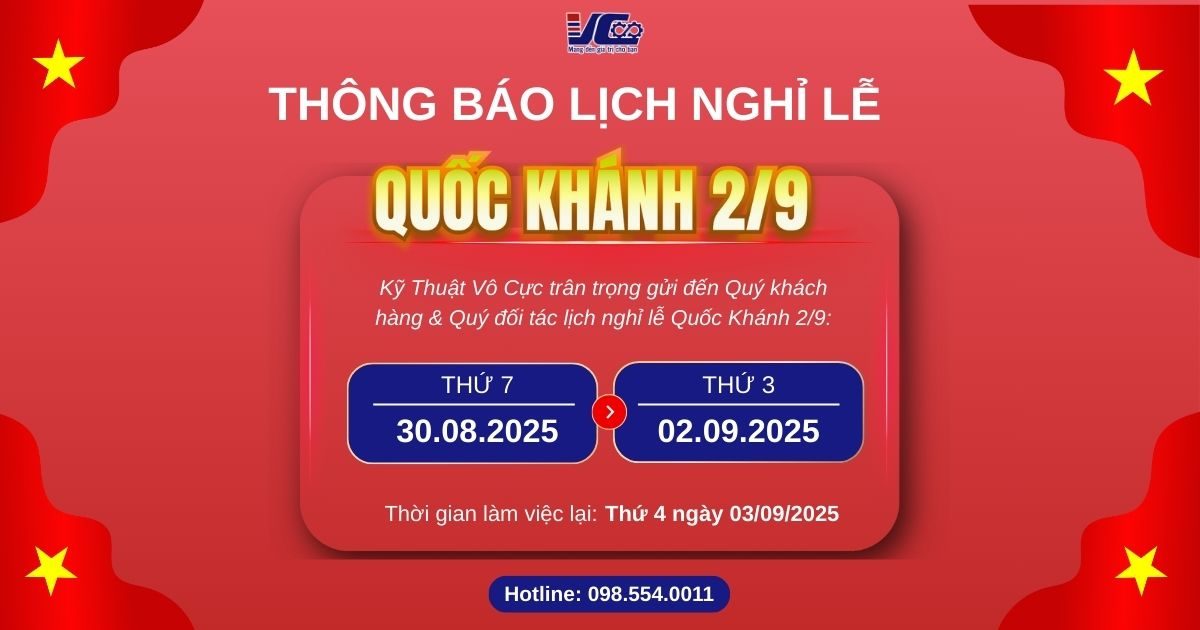 THÔNG BÁO NGHỈ LỄ QUỐC KHÁNH 2/9 - KỸ THUẬT VÔ CỰC