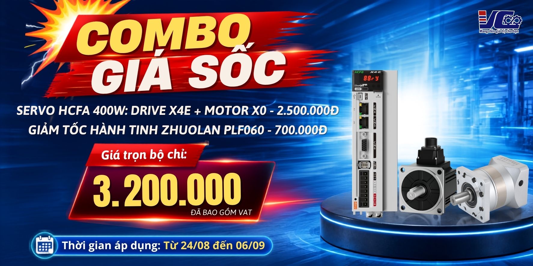 Combo Servo HCFA 400W và hộp giảm tốc hành tinh Zhuolan