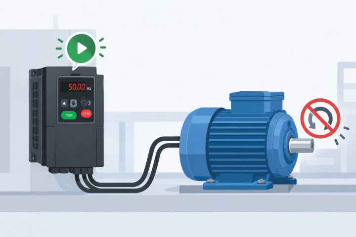 Dấu hiệu nhận biết biến tần chạy nhưng động cơ không quay