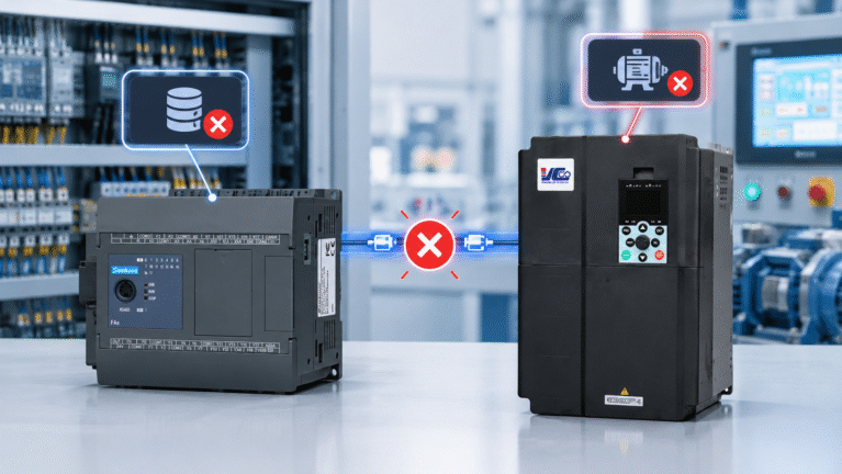 Dấu hiệu biến tần không giao tiếp được với PLC
